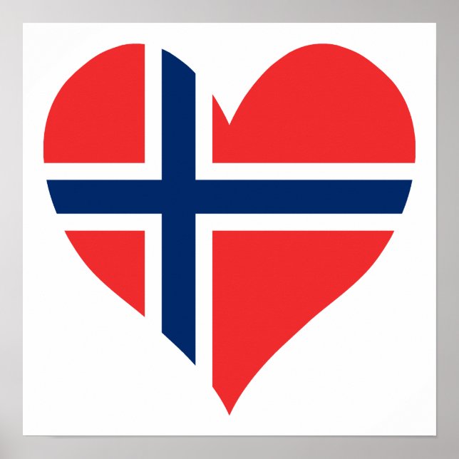Norsk Flagga Heart Poster (Framsidan)