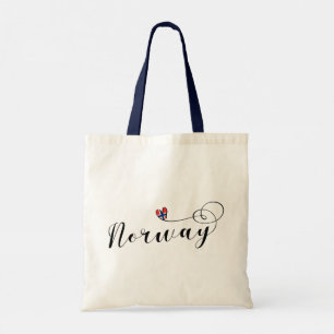 Norsk Flagga i hjärta, Norge Large Tote Bag Tygkasse