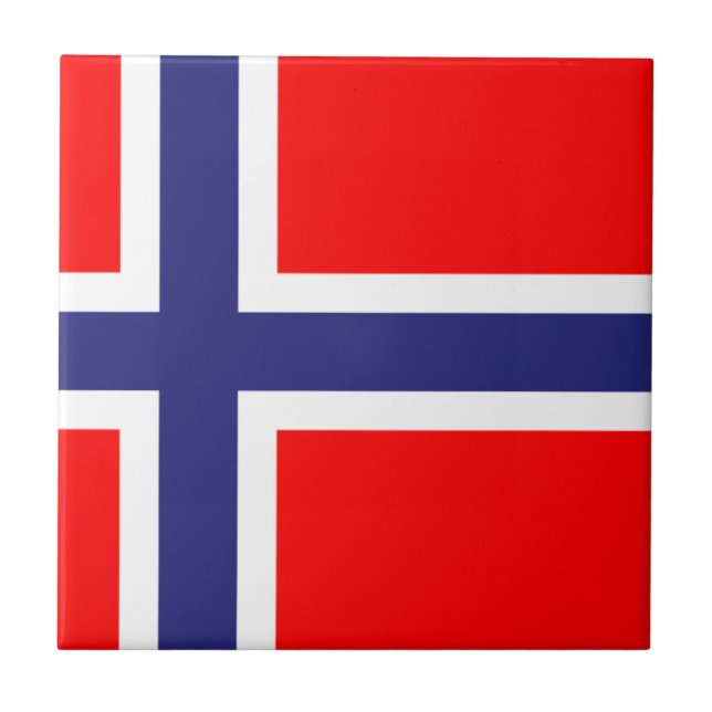 Norsk flagga kakelplatta (Framsidan)