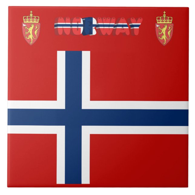 Norsk flagga kakelplatta (Framsidan)