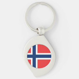 Norsk flagga Keychain Swirl Silverfärgad Nyckelring