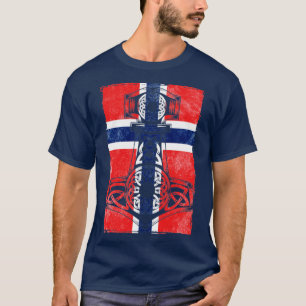 Norsk Flagga Mjlnir T Shirt