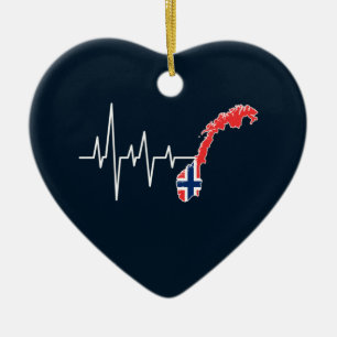 Norsk Flagga Norge Flagga Norge Heartslag Julgransprydnad Keramik