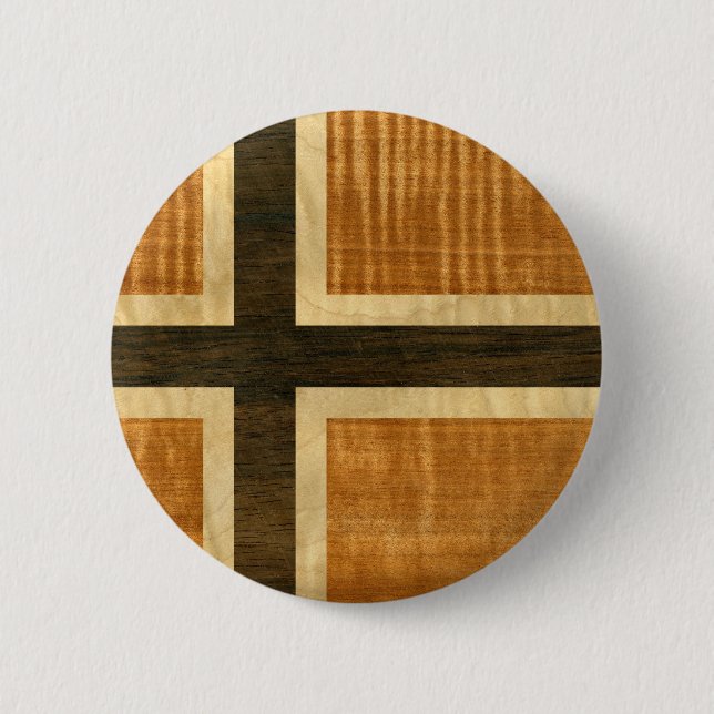 Norsk flagga Wood Norsk Flagg - kongeriket Norge Knapp (Framsida)