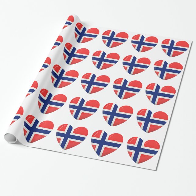 Norsk flaggahjärta av norgeskandinavet presentpapper (Utrullad)