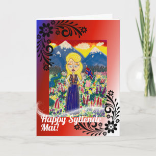 Norsk flicka i Bunad Kort