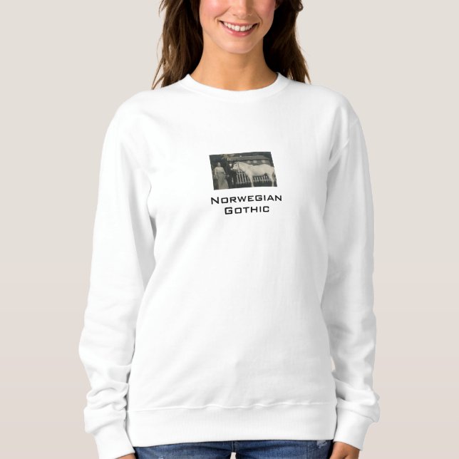 Norsk gotisk gotisk riktig fotovit sötskjorta t shirt (Framsida)
