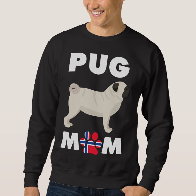 Norsk Hund Pug Mamma Essential T-Shirt 1011 Lång Ärmad Tröja (Framsida)