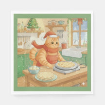 Norsk katt gör jullefse, servetter