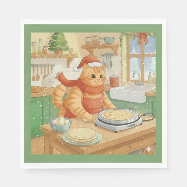 Norsk katt gör jullefse, servetter (Framsidan)