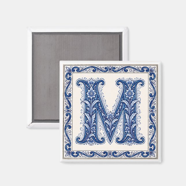 Norsk kulturarv M Monogram - Blå Magnet (Front/Back)