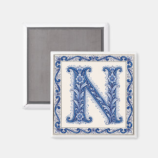 Norsk kulturarv N Monogram - Blå Magnet