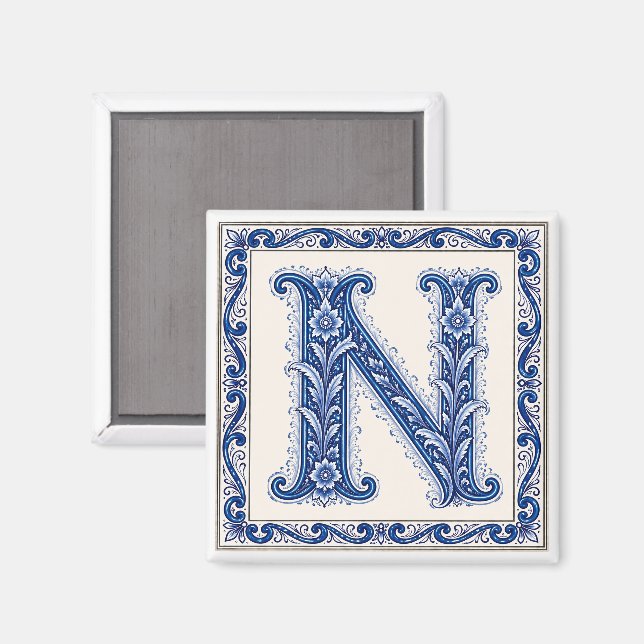 Norsk kulturarv N Monogram - Blå Magnet (Front/Back)