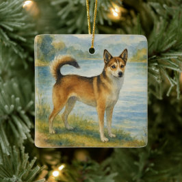 Norsk Lundehund Julgransprydnad Keramik