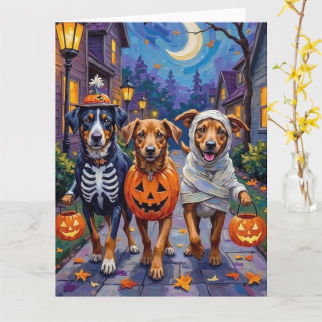 Norsk Lundehund Trick-or-Treating Halloween Kort (Gul blomma)