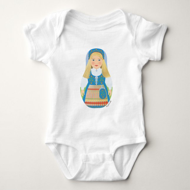 Norsk Matryoshka Baby Bodykostym T Shirt (Framsida)
