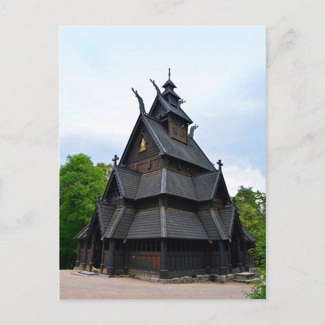 Norsk medeltida stavkyrka vykort (Framsida)