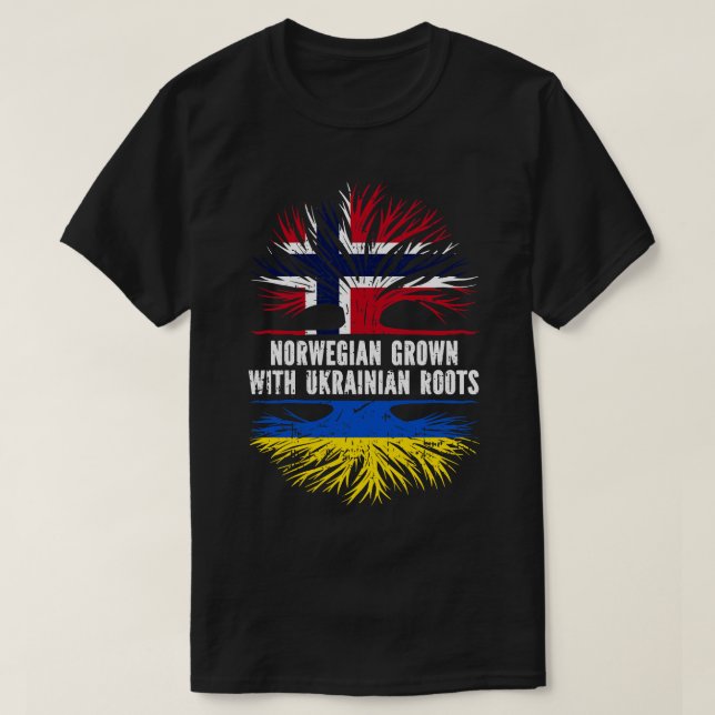Norsk odling med ukrainska rötter Flagga T Shirt (Design framsida)