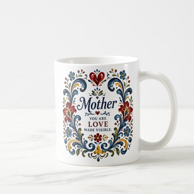 Norsk Rosemålad Mamma Mugg – Elegant Blommig F (Höger)