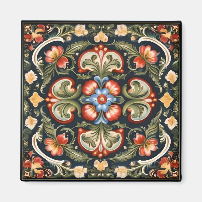Norsk Rosemaling Decorative Magnet (Framsidan)