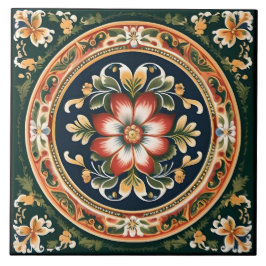 Norsk Rosemaling Decorative Tile 1 Kakelplatta