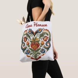 Norsk Rosemaling Folk Art Heart Personlig T Tygkasse