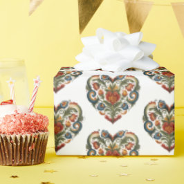 Norsk Rosemaling Folk Art Heart Sticker Presentpapper