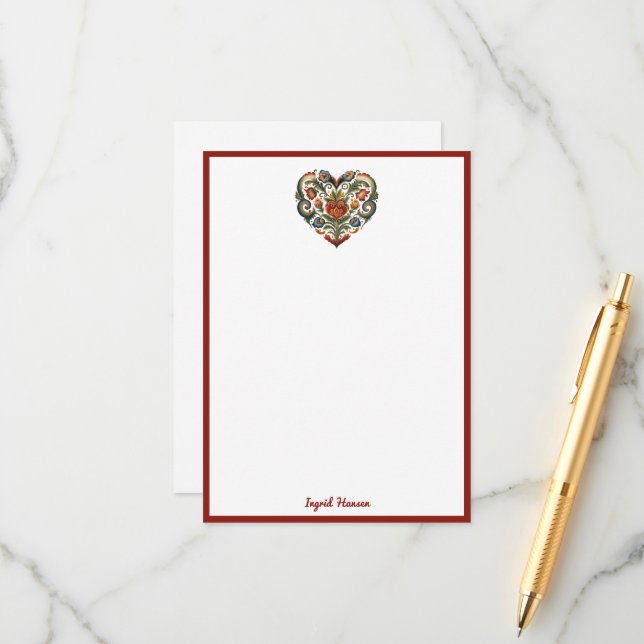 Norsk Rosemaling Folk Heart-inneslutningsbil Tilläggskort (Fram/Back In Situ)