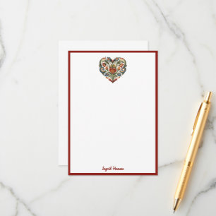 Norsk Rosemaling Folk Heart-inneslutningsbil Tilläggskort