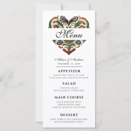 Norsk Rosemaling Heart Editable Dinner Menu