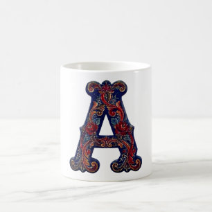 Norsk Rosemaling Initial– Traditionell Blommig Kaffemugg