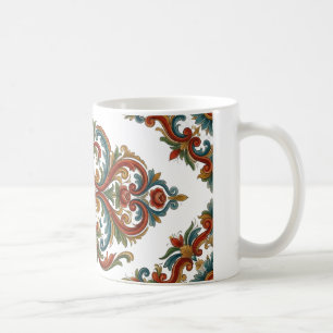 Norsk Rosemaling Mugg med Elegant Symmetri