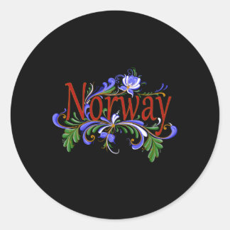 Norsk Rosemaling Norge Folk Runt Klistermärke