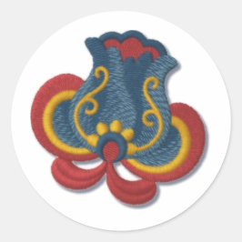 Norsk Rosemaling Tulip Runt Klistermärke