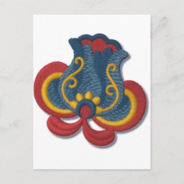 Norsk Rosemaling Tulip Vykort (Framsida)