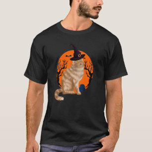 Norsk Skogkatt Söt Halloween Häxa Hatt Och  T Shirt