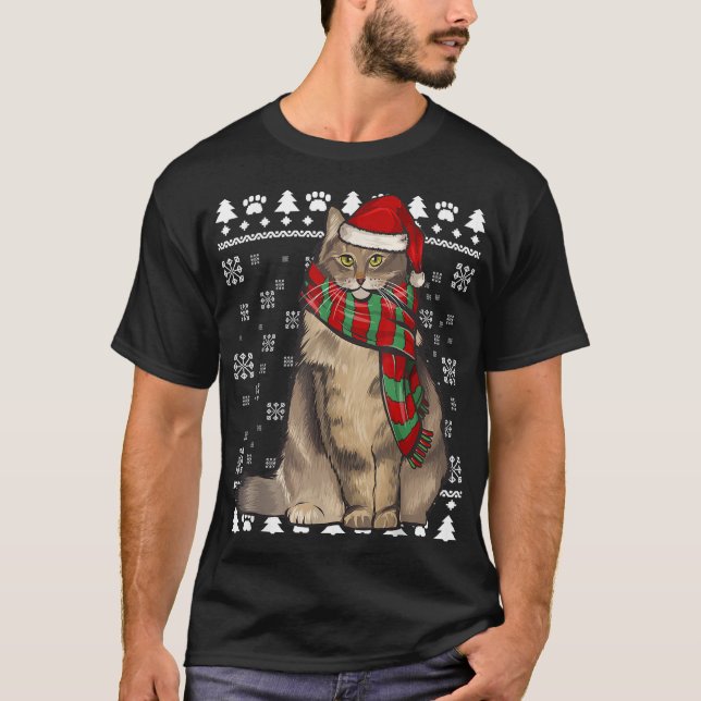 Norsk skogskassa Santa Hat Julafton Ugly jul T Shirt (Framsida)