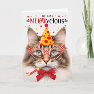 Norsk skogskat Brown MEOWvelous Birthday Kort