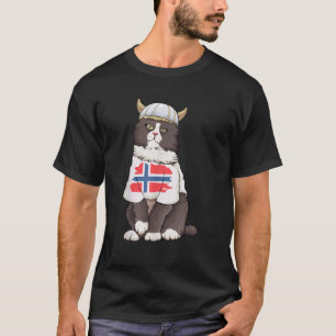 Norsk Skogskatt Norge Flagga Viking Katt Skandi T Shirt