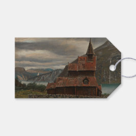 Norsk stavkyrka (av Knud Baade) Presentetikett