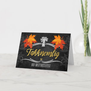 Norsk Thanksgiving tacksam Blessings Chalk Helgkort