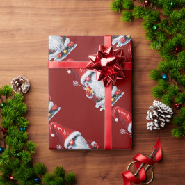 Norsk Tomte som Håller en Tranbärsjuicecocktail Presentpapper