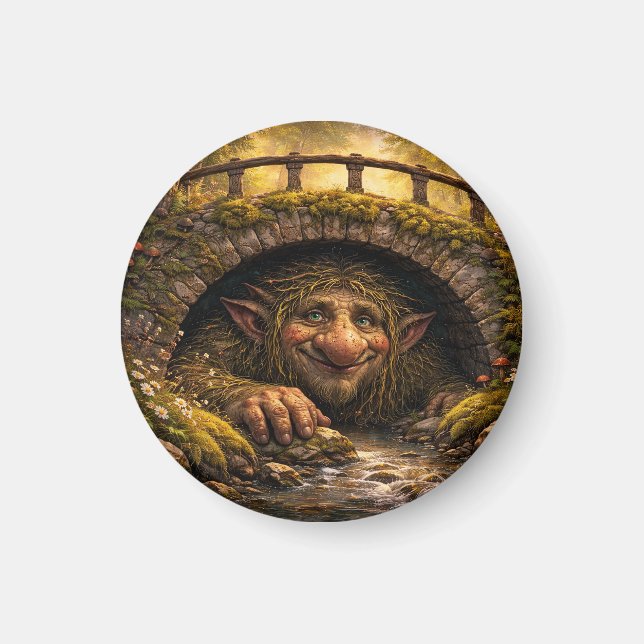 Norsk troll gömmer sig under bron, magnet (Framsidan)