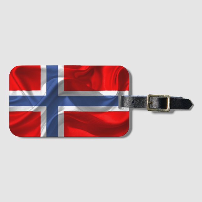 Norsk vinka flagga bagagebricka (Framsida horisontal)