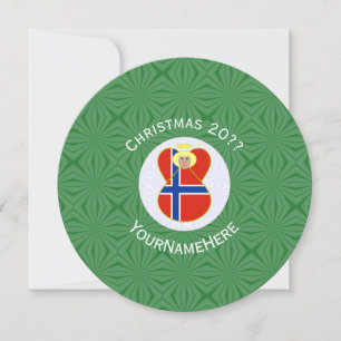 Norska Ängel Flagga Jul Personlig Rund Inbjudningar