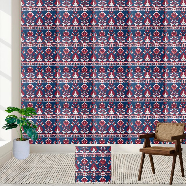 Norska Blommönstret Tile Kakelplatta (Scandinavian Floral Pattern Tile)