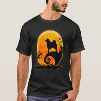 Norska Elkhound Hund och Måne Funny Halloween Co T Shirt