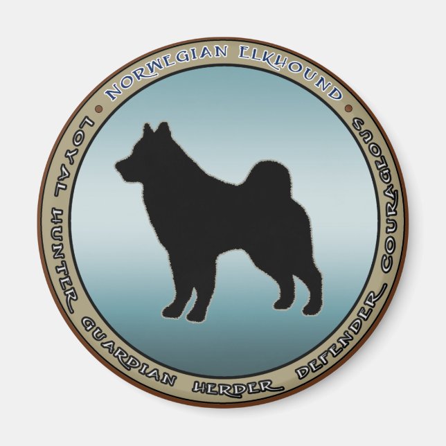Norska Elkhound Magnet (Framsidan)
