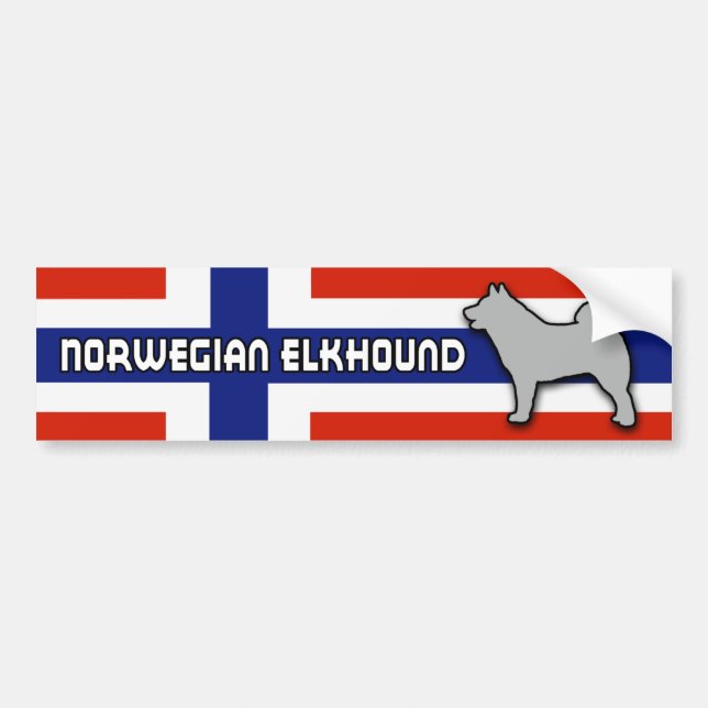 Norska Elkhound med flagga Bildekal (Framsidan)