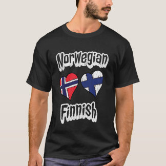 Norska Finska Flagga Hjärta Kombination Norge Finl T Shirt